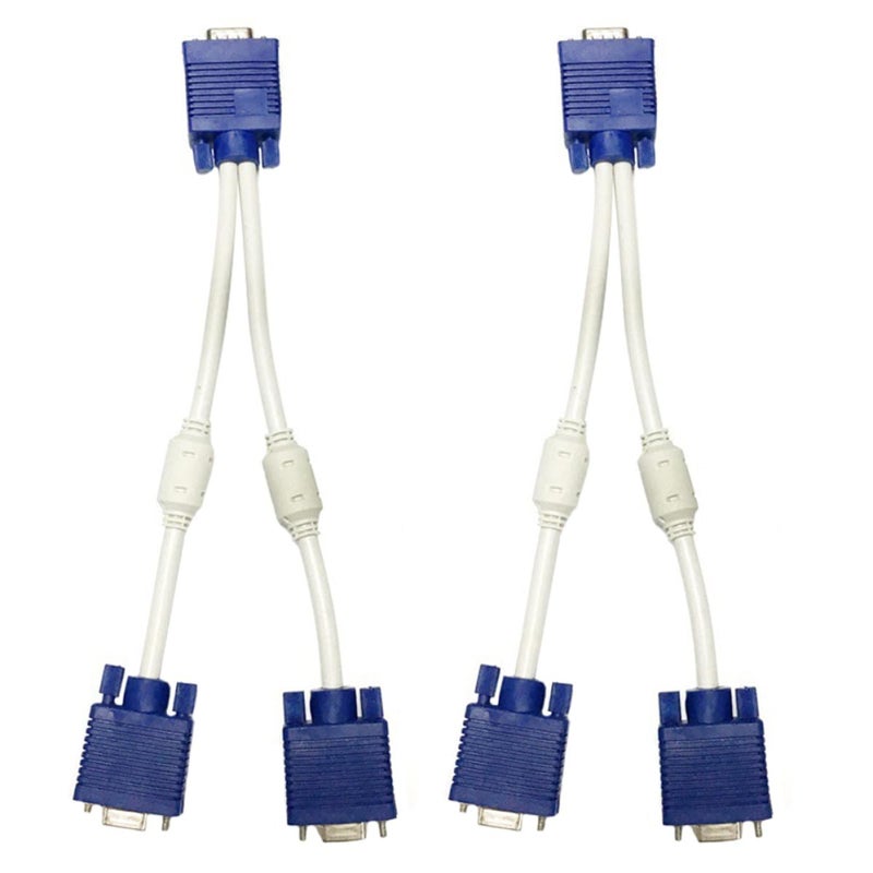 GALPADA VGA Splitter Cable Male to Two Female Adapter Dual Monitor Output 0.3M 2pcs - Image 1
